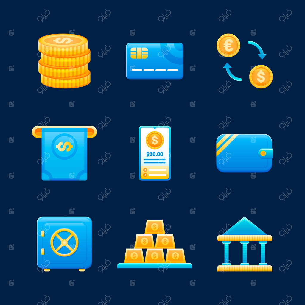 مجموعه آیکون‌های گرادیان مالی