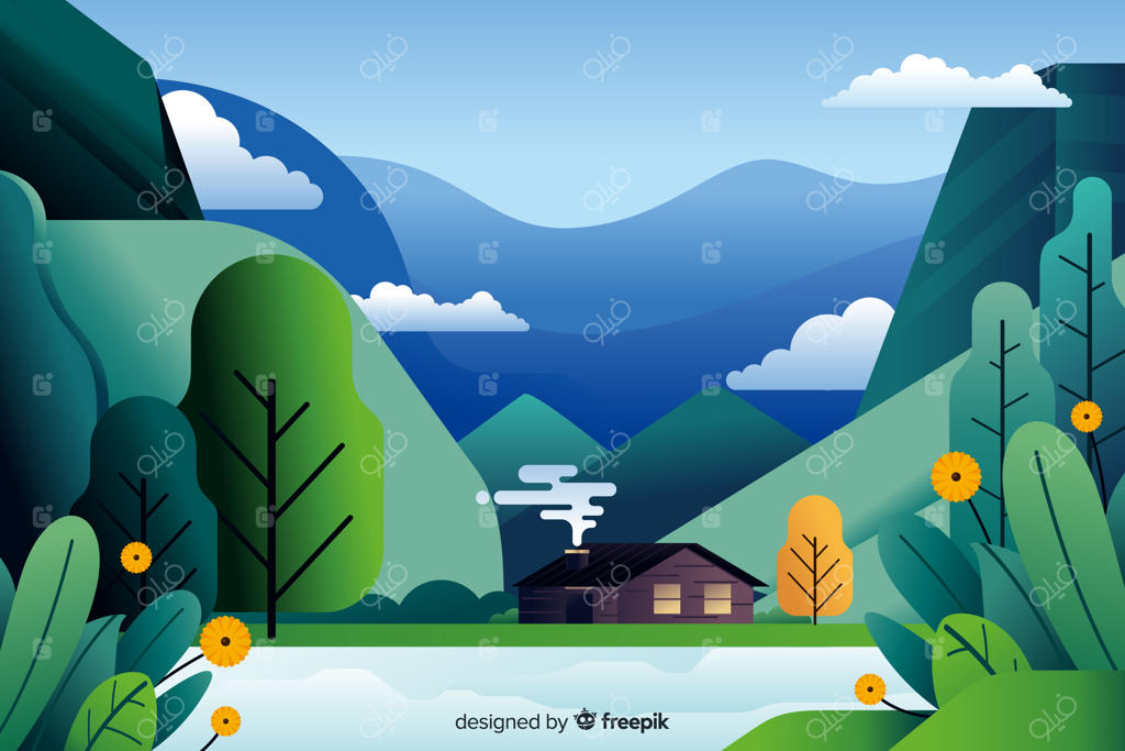 چشم‌انداز طبیعی مسطح با پوشش گیاهی