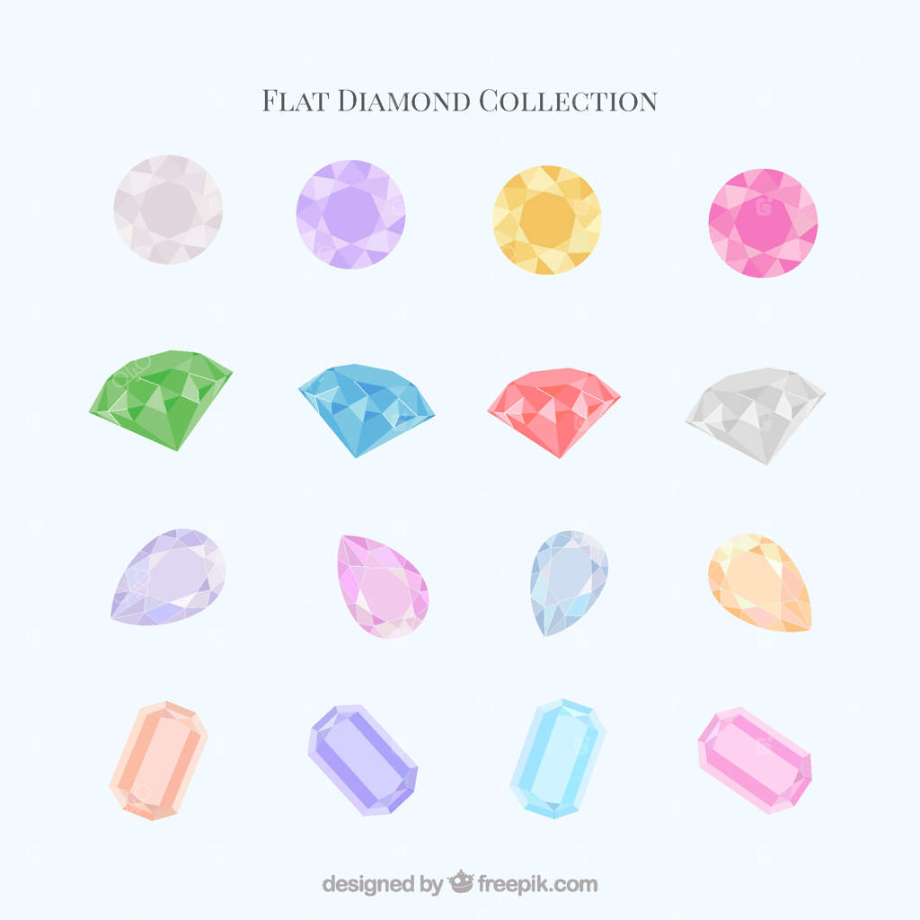 مجموعه‌ای از طرح‌های الماس در سبک تخت