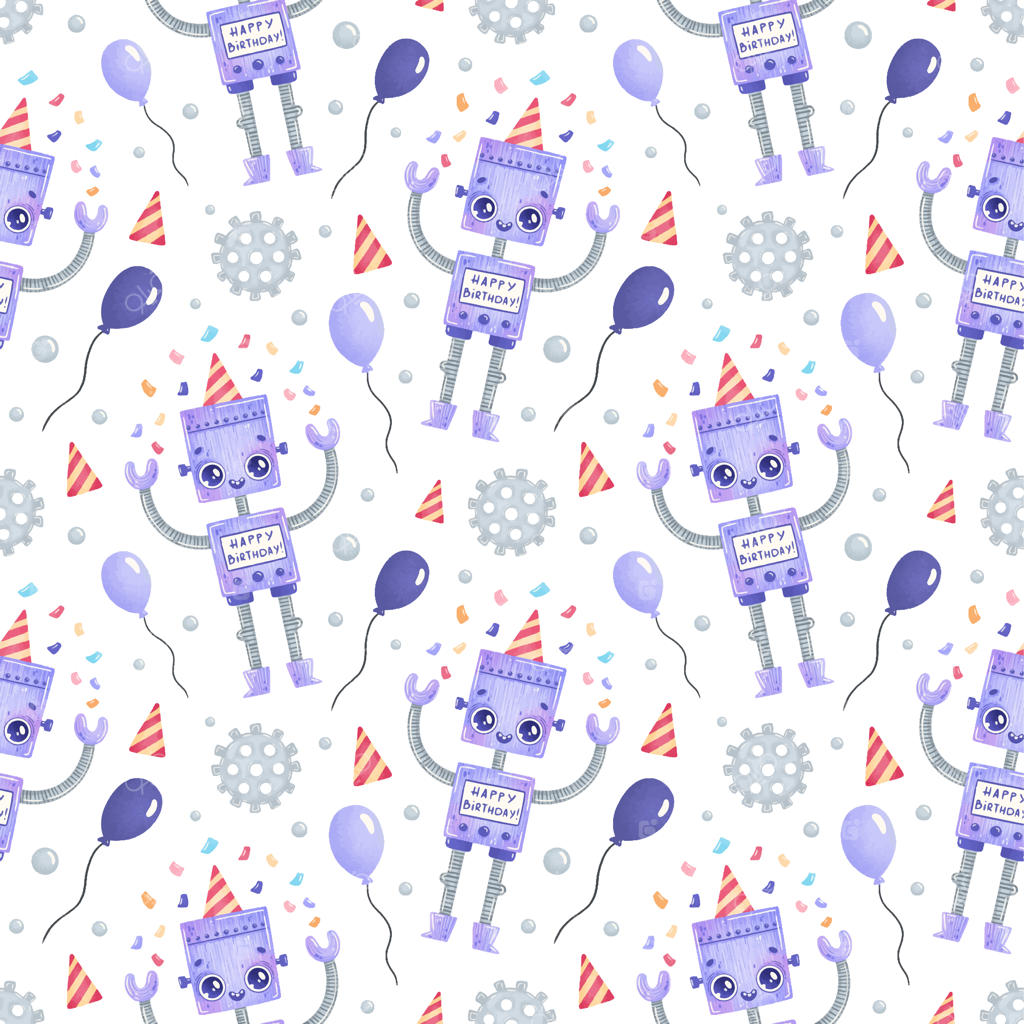 پترن روبات‌های کارتونی بامزه برای تولد