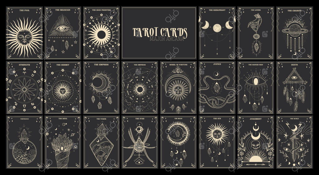 مجموعه‌ای از تصاویر وکتوری فازهای مختلف ماه در سبک نقاشی قدیمی