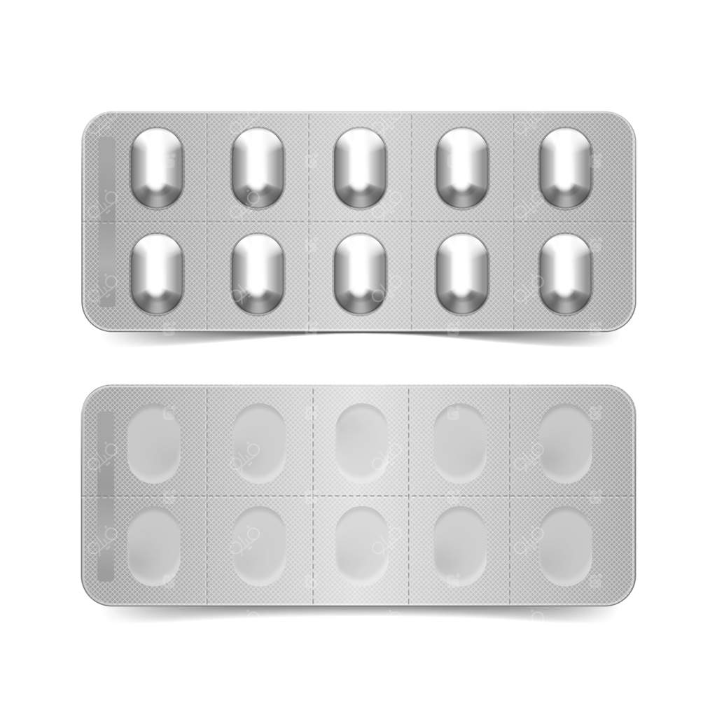 بسته قرص ها روی پس‌زمینه سفید