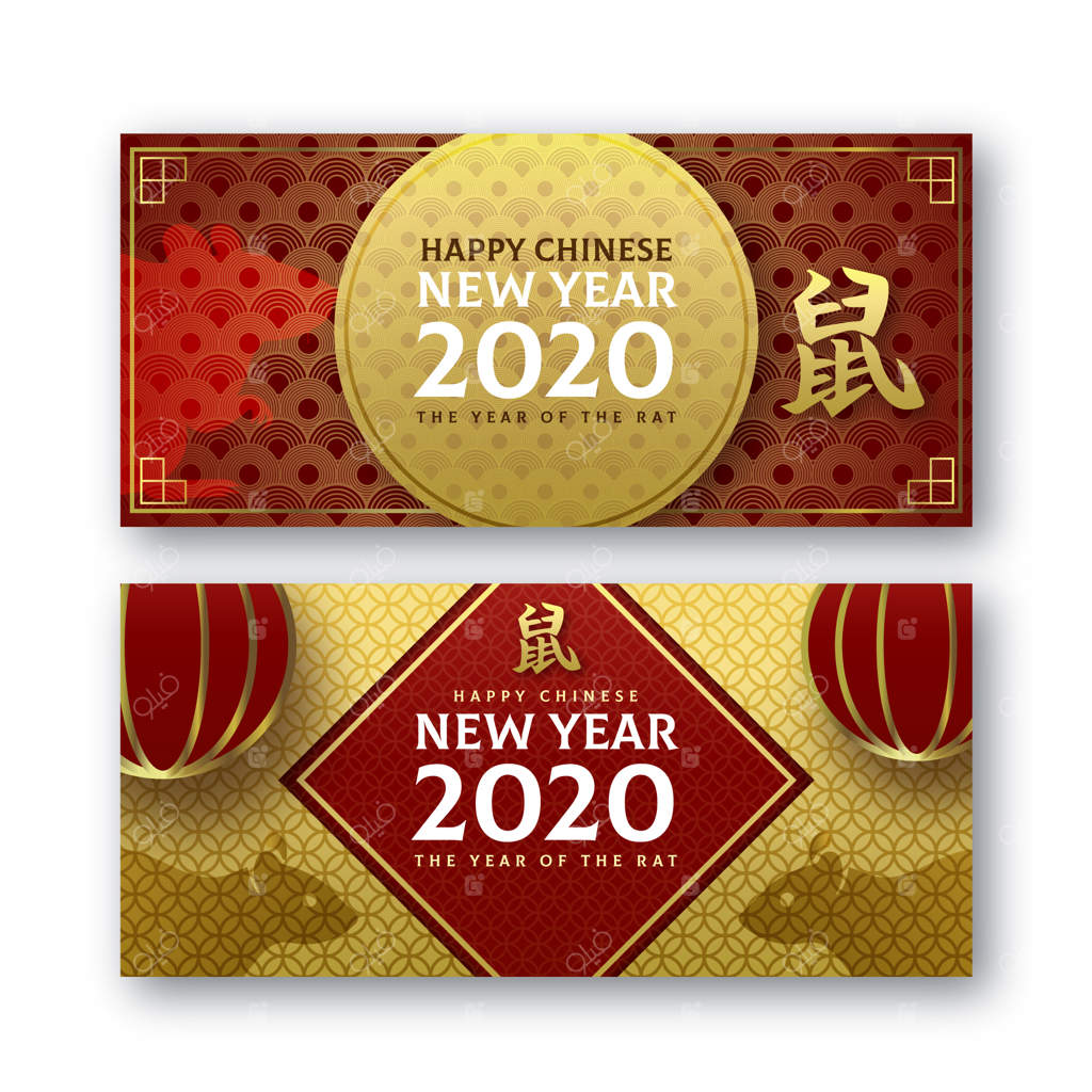 بنرهای زیبای سال نو چینی با طراحی ساده