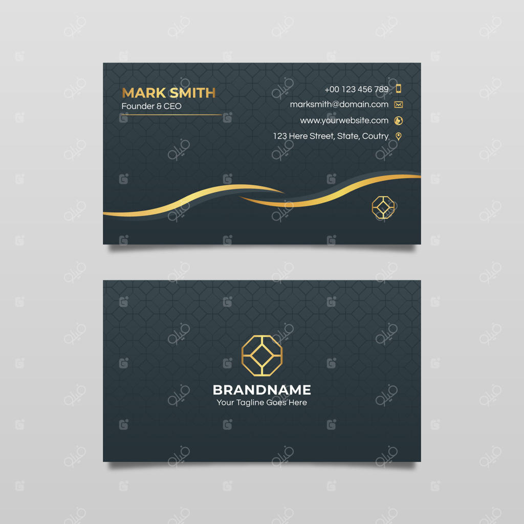 قالب کارت ویزیت با جزئیات طلایی