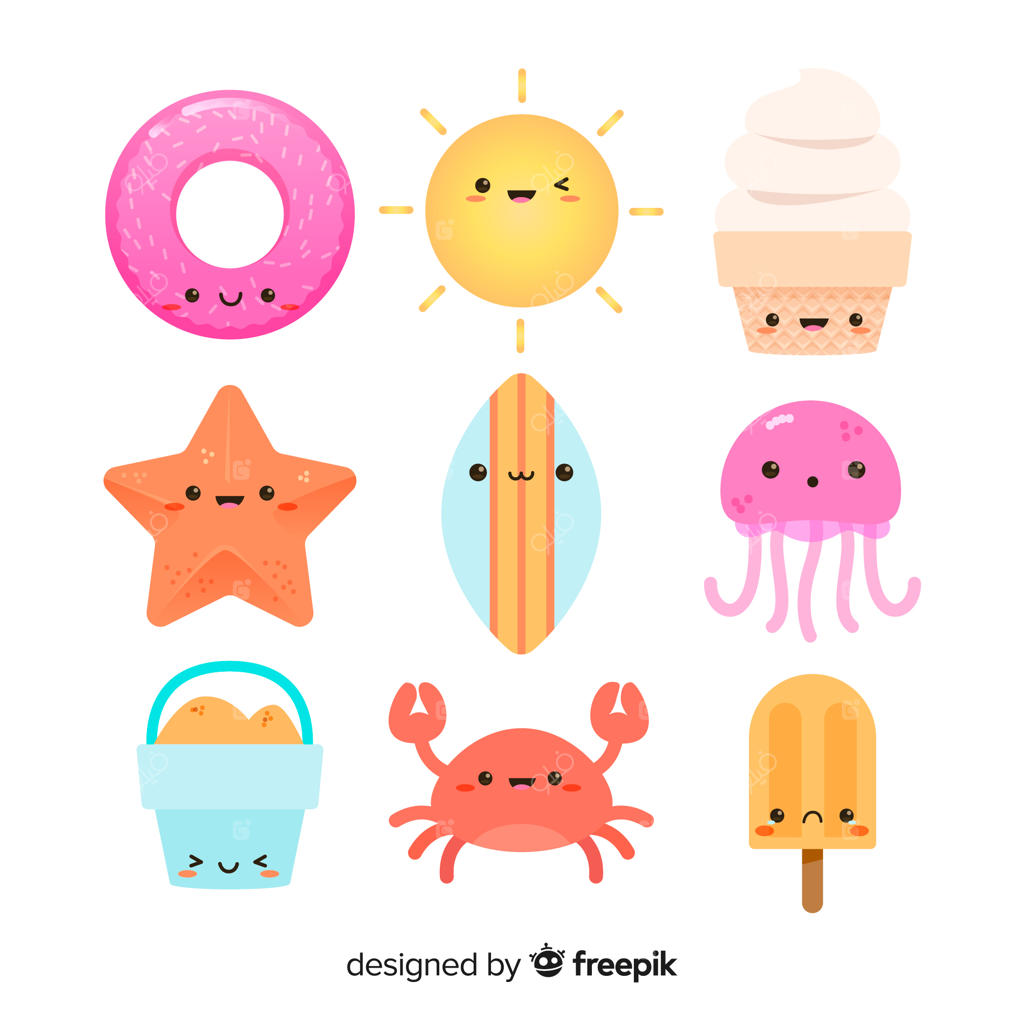 مجموعه شخصیت‌های بامزه تابستانی کawaii