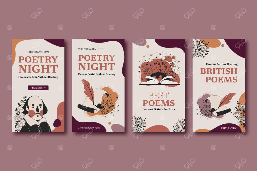 داستان‌های اینستاگرام باشگاه کتاب با طراحی دستی