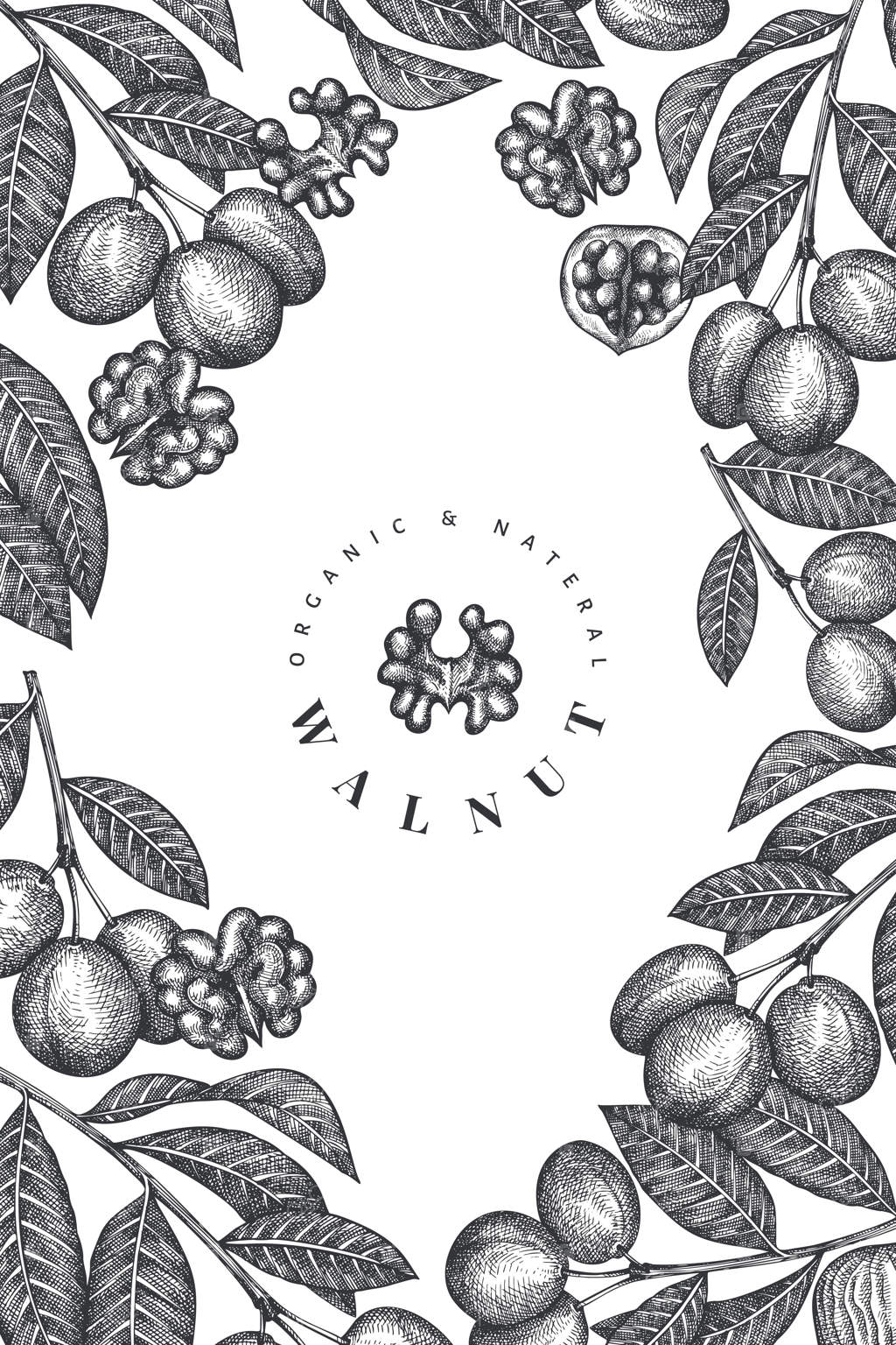 پترن طراحی دستی گردو.