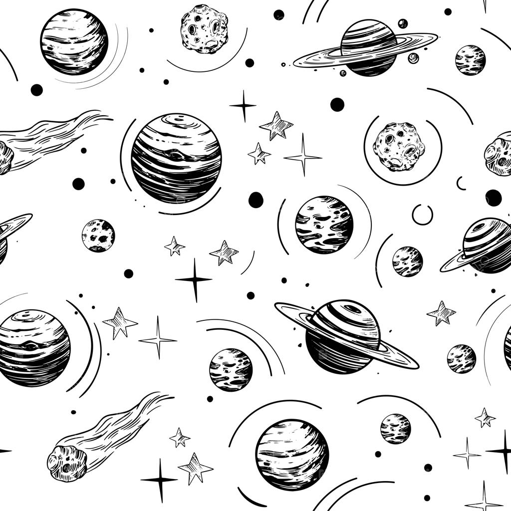 الگوهای بدون درز از اشیاء فضایی و طالع‌بینی به سبک وینتیج