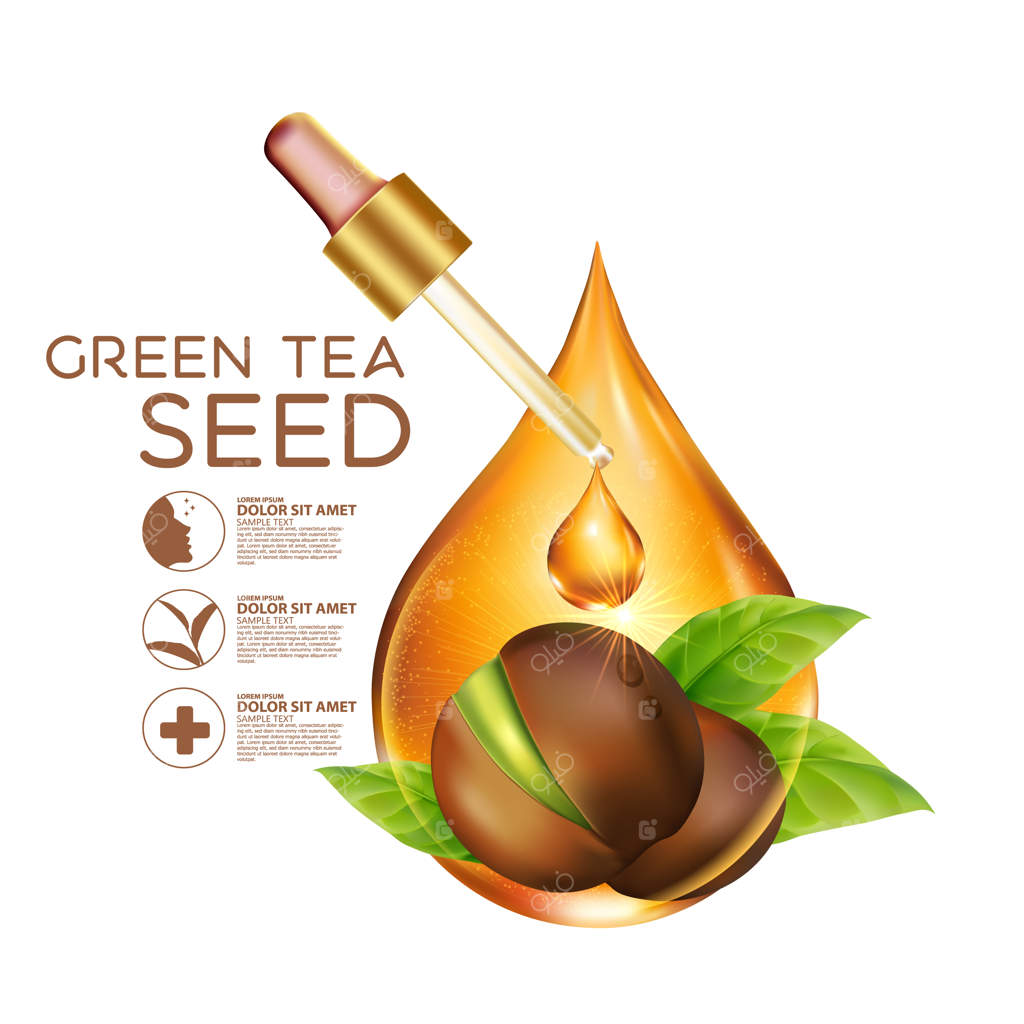 تصویرسازی واقع‌گرایانه از محصولات آرایشی با روغن دانه چای سبز در مراقبت از پوست