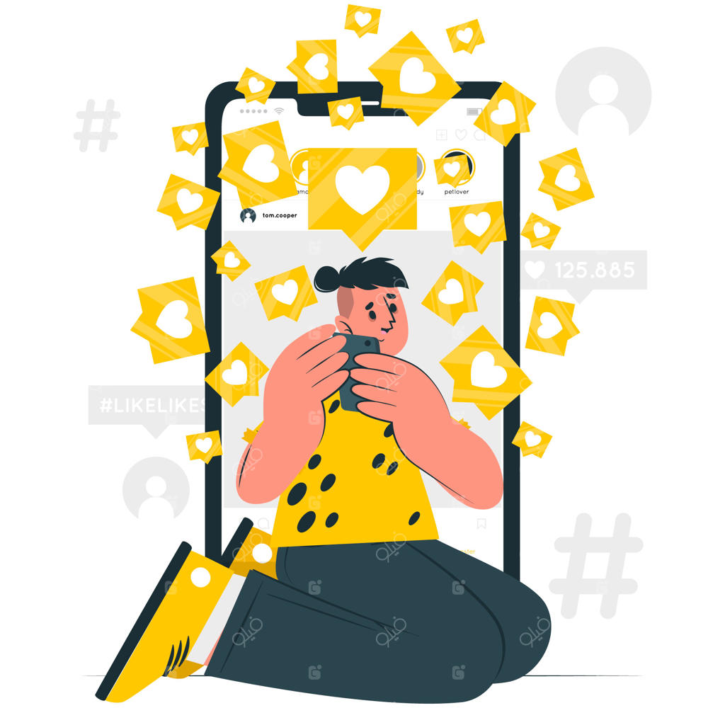 تصویر مفهومی اعتیاد به لایک‌های اینستاگرام