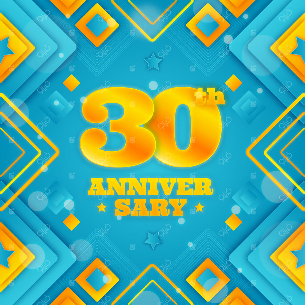 کارت تبریک سالگرد یا تولد با طرح گرادیانت 30 سالگی