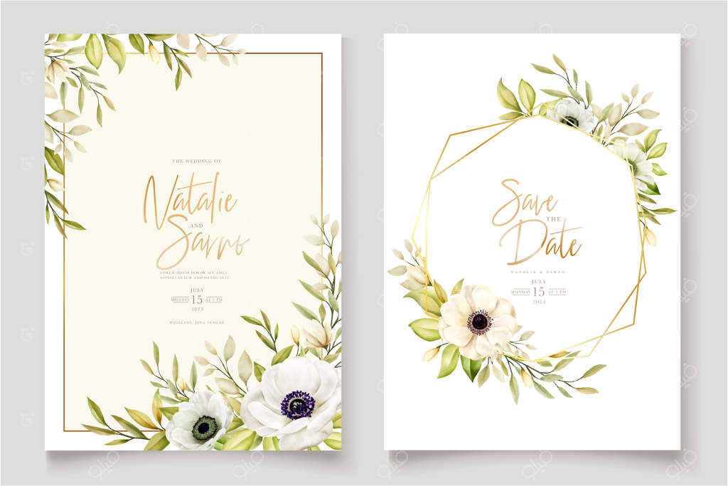 کارت دعوت با طرح آبرنگی شقایق باشکوه