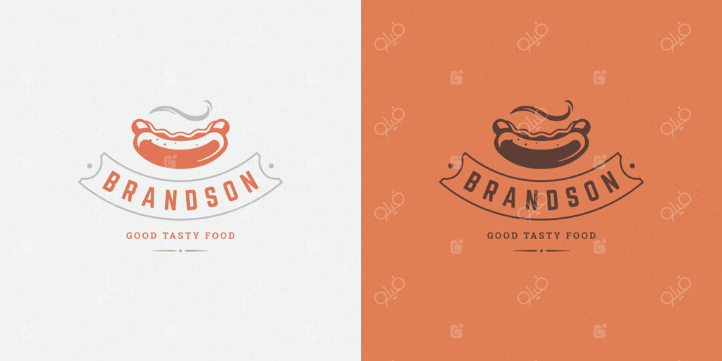 تصویر لوگوی هات داگ: طرحی از سوسیس مناسب منوی رستوران و نشان کافه