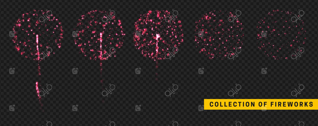 نورهای آتش بازی و انفجارها: مجموعه‌ای از جلوه‌های نوری با طراحی واقعی - تصویر برداری وکتور