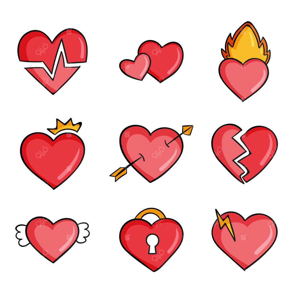 مجموعه قلب‌های طراحی شده دستی