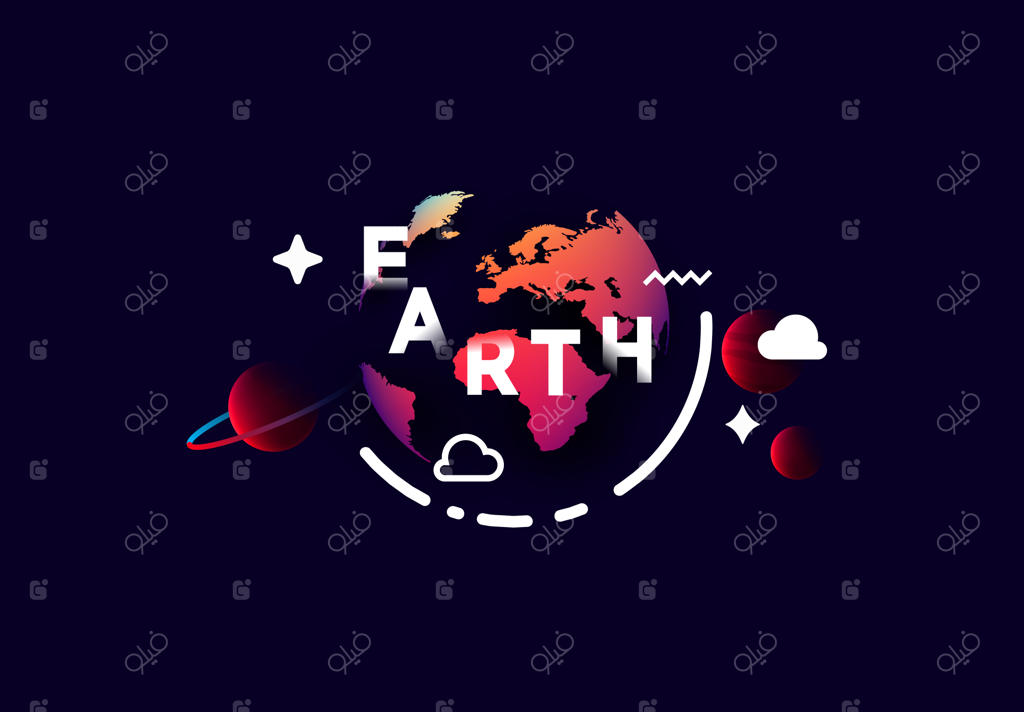 طراحی انتزاعی سیاره زمین به سبک مدرن.