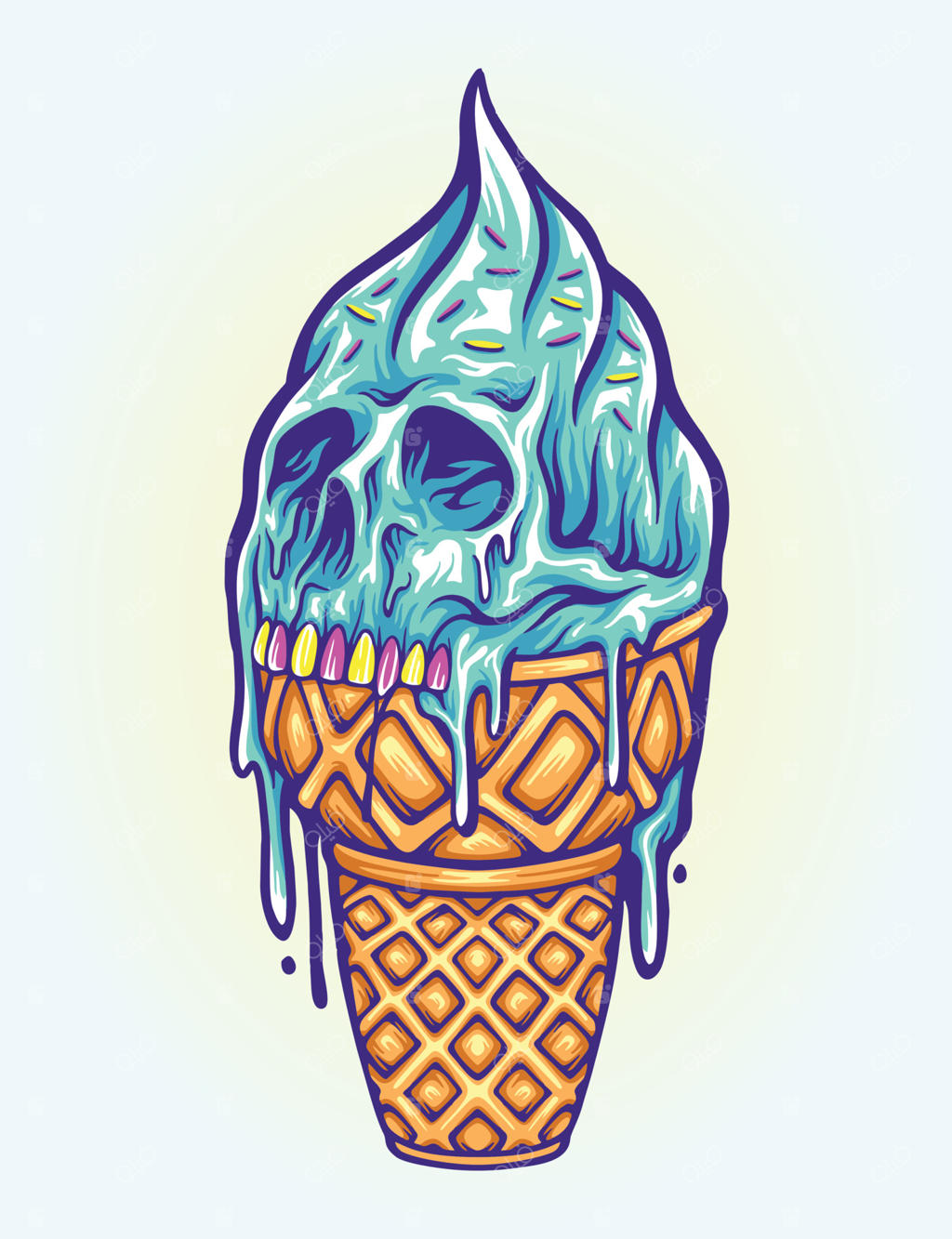 تصویرسازی‌های ترسناک از بستنی قیفی‌های جمجمه‌ای