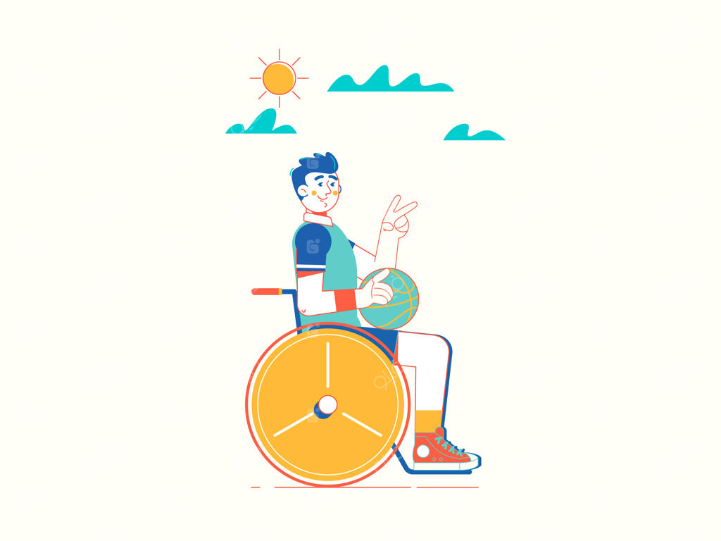 ورزشکار جوان معلول در ویلچر