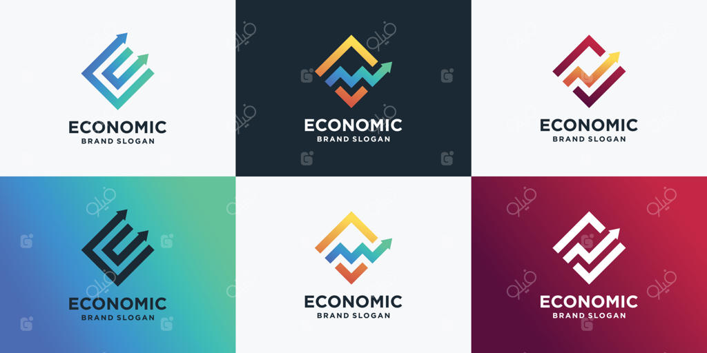 مجموعه لوگوهای اقتصادی با طرح خاص فلش - وکتور ویژه