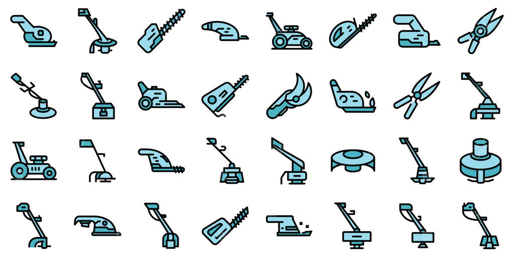 مجموعه آیکون‌های هرس‌کن باغ: وکتور تخت حرفه‌ای