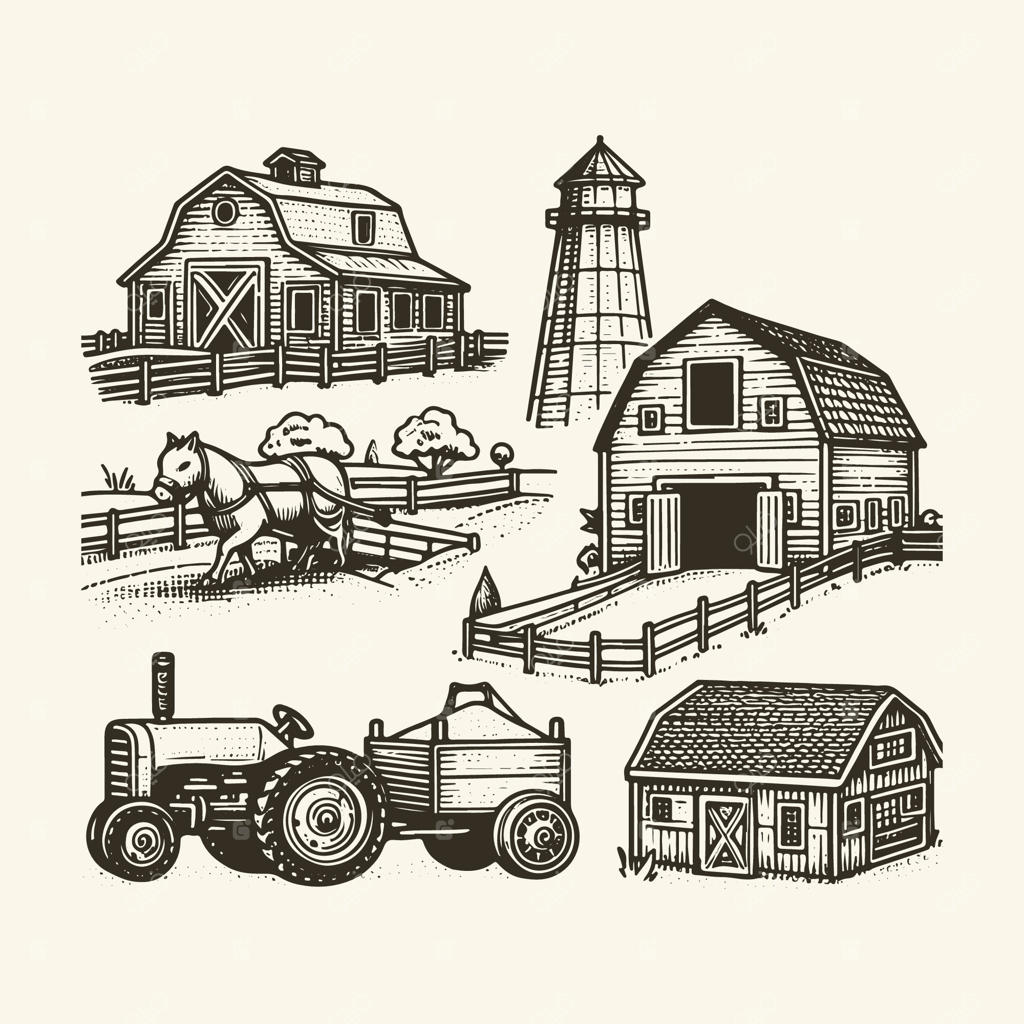 المان‌های طراحی دستی و وینتیج مزرعه