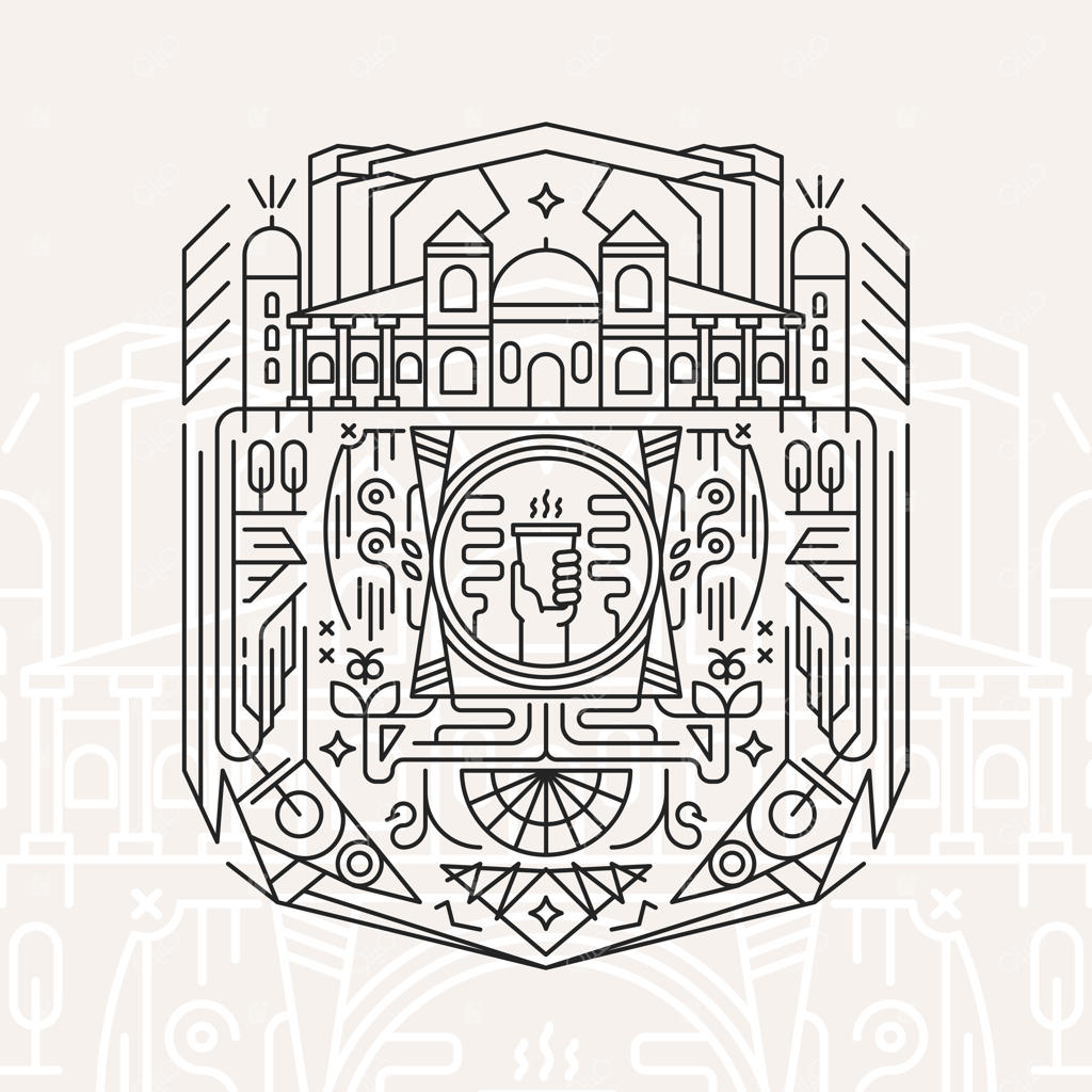 هنر خطی کلاسیک تک‌خطی برای پس‌زمینه کافی‌شاپ و بسته‌بندی