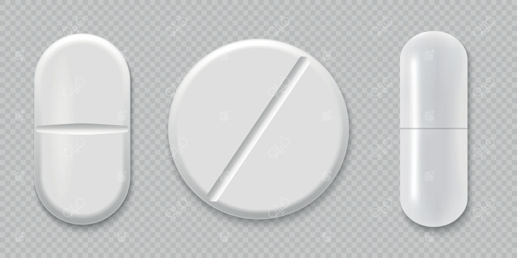 قالب سه‌بعدی و واقع‌گرایانه قرص سفید پزشکی برای طراحی