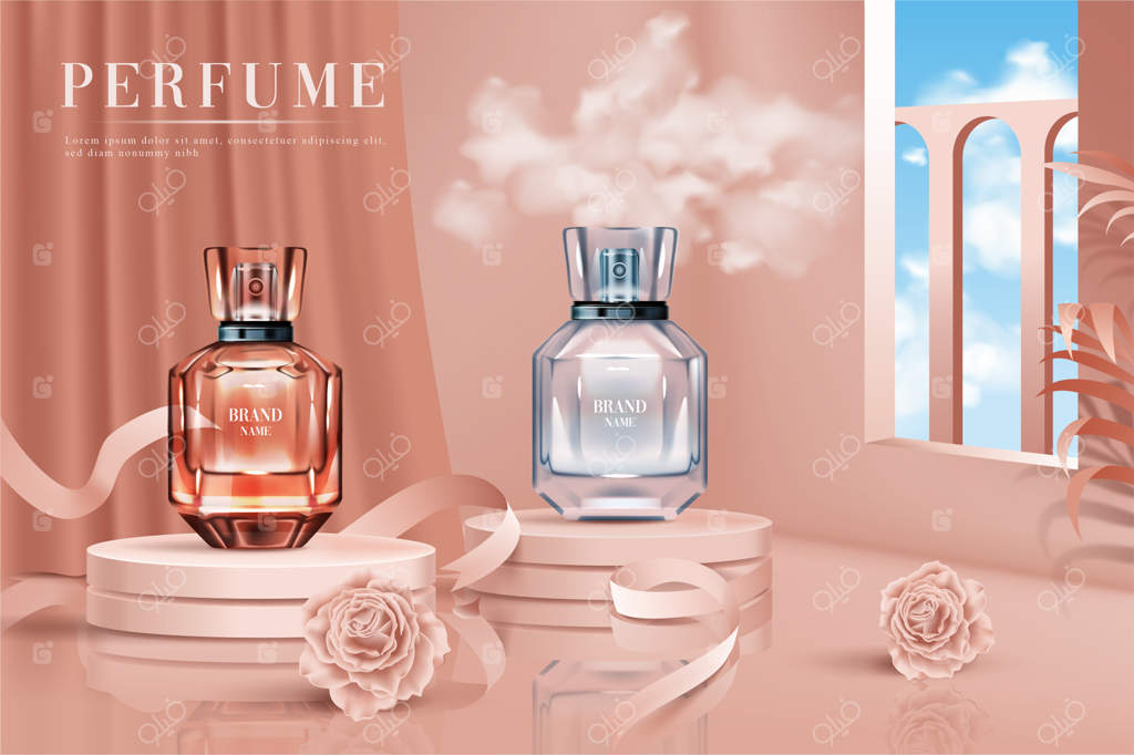 بطری عطر سه‌بعدی و واقع‌گرایانه