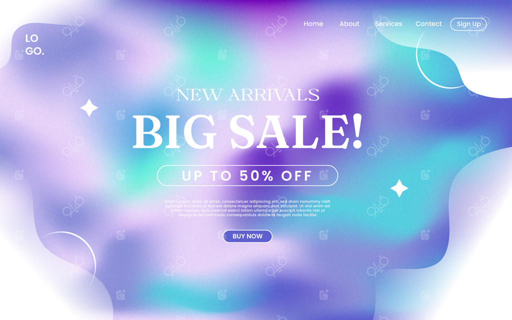 صفحه فرود فروش با گرادیان - وکتور رایگان