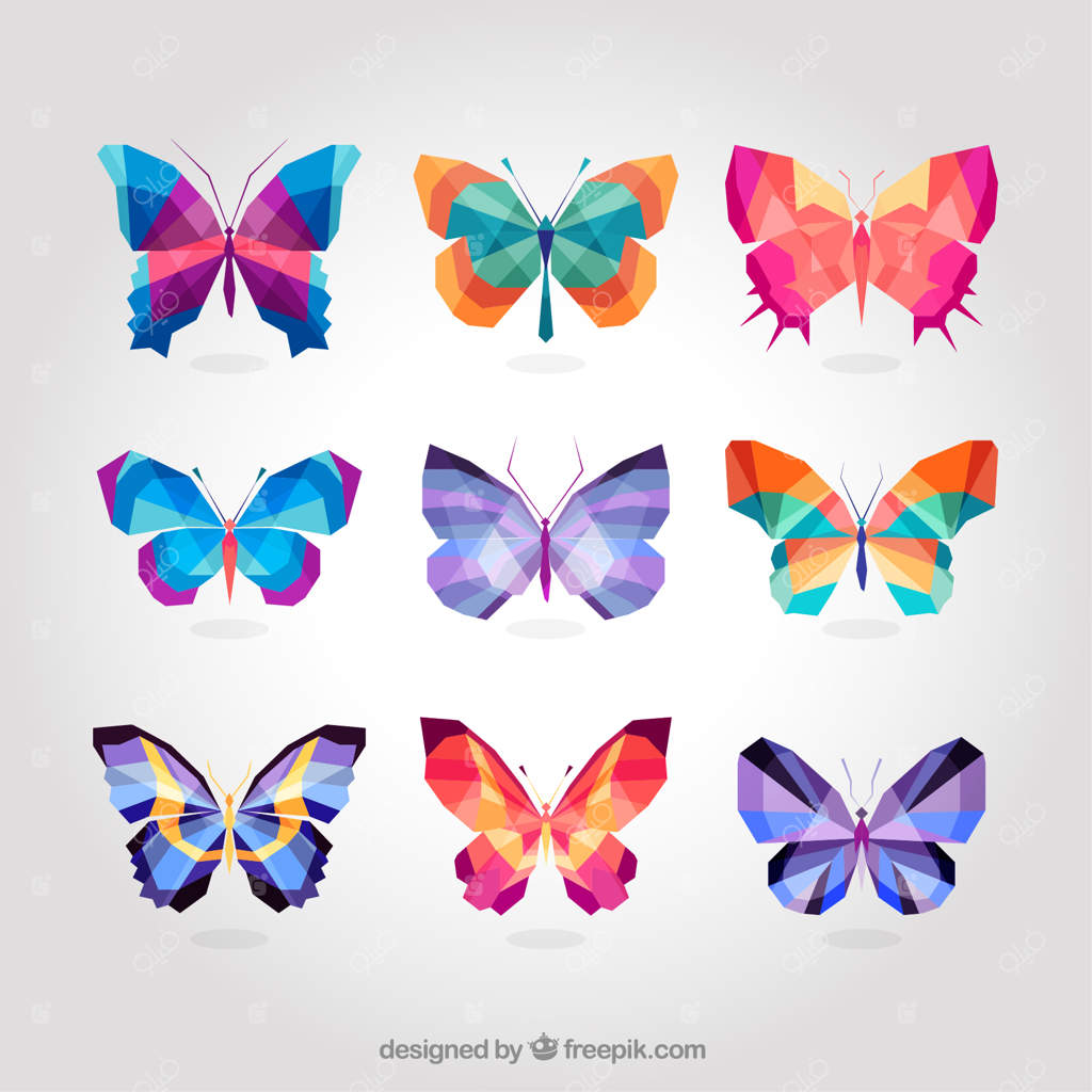 پروانه‌های رنگارنگ هندسی