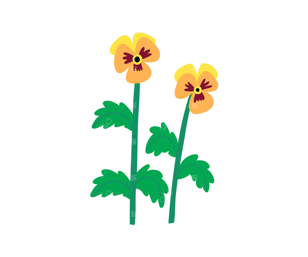 گل‌های تابستانی دست‌کشیده: باغچه و گیاهان در سبک ساده.