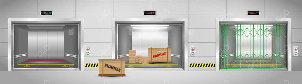 مجموعه‌ای از آسانسورهای صنعتی واقعی