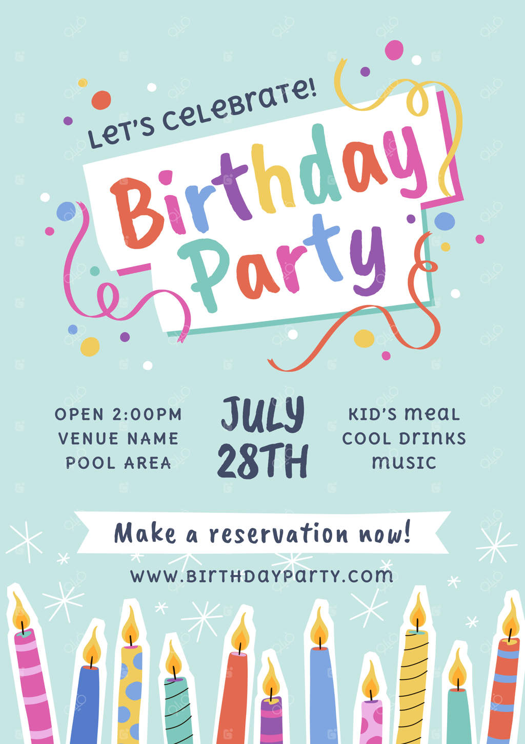 فلایر جشن تولد با طراحی دست‌ساز ساده