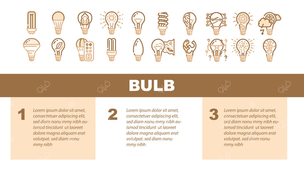 وکتور هدر لندینگ با طرح لامپ و لوازم روشنایی
