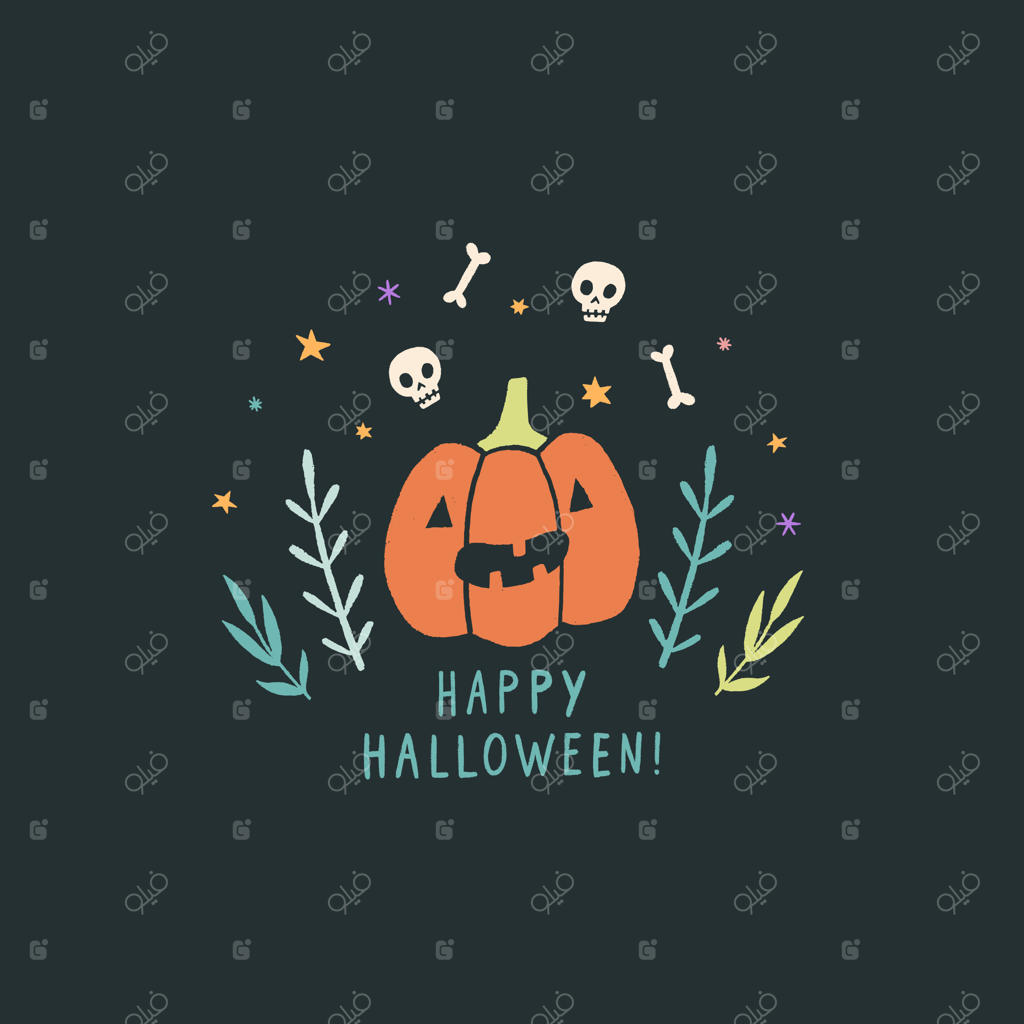 کارت پستال هالووین با کدو تنبل خنده‌دار