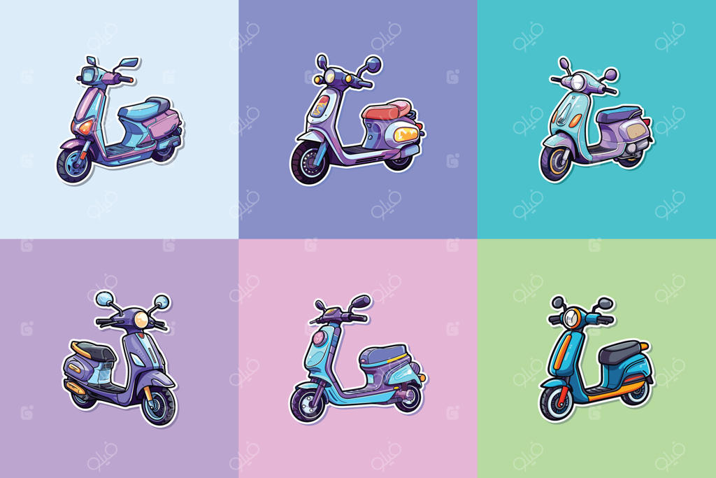 استیکر اسکوتر برقی: تصویر کارتونی بامزه