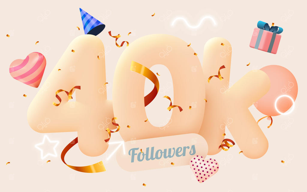 ۴۰ هزار یا ۴۰,۰۰۰ فالوور! ممنون با قلب صورتی، زرورق طلایی و تابلوهای نئون.