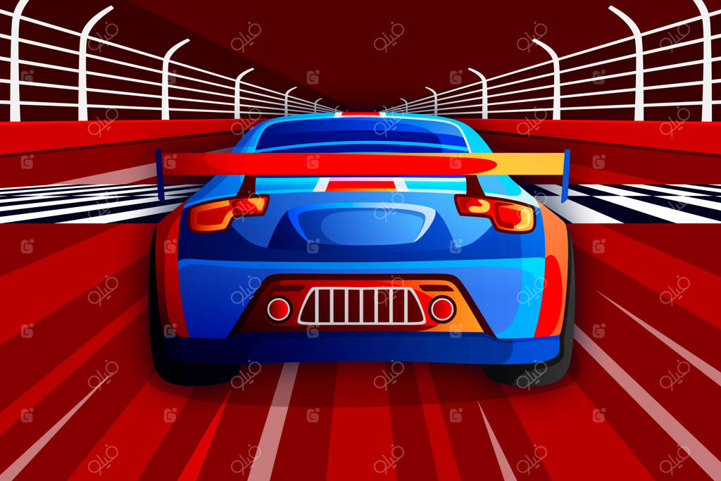 تصویرسازی مسابقه ماشین‌ها با رنگ‌بندی گرادینت