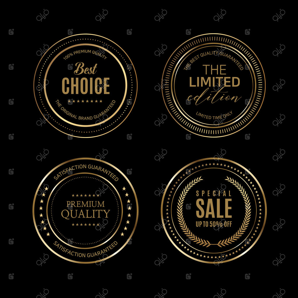 برچسب‌های طلایی با قاب طلایی روی زمینه بژ