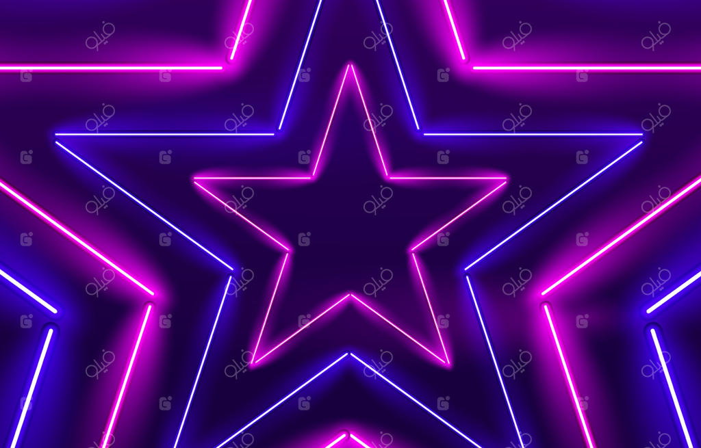 پس‌زمینه نور نئون ستاره‌ای