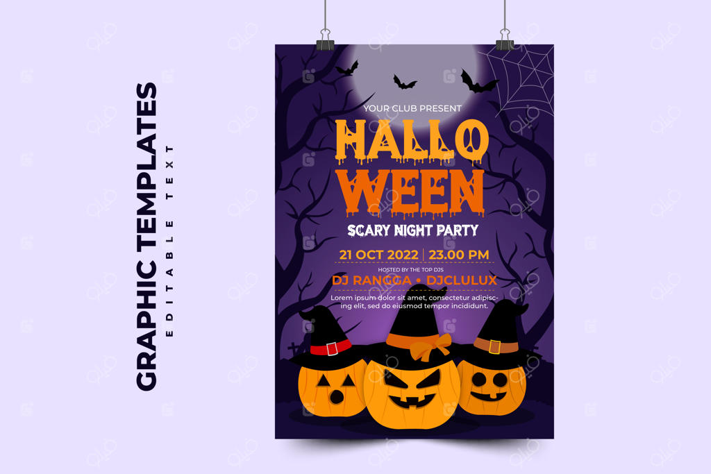 قالب گرافیکی مخصوص هالووین - طراحی ساده و شیک با قابلیت سفارشی‌سازی آسان