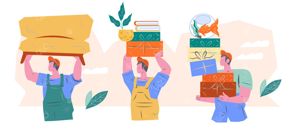 باربران و کارگران حمل و نقل: شخصیت‌های خدمات تحویل و حمل بار، وکتور تخت