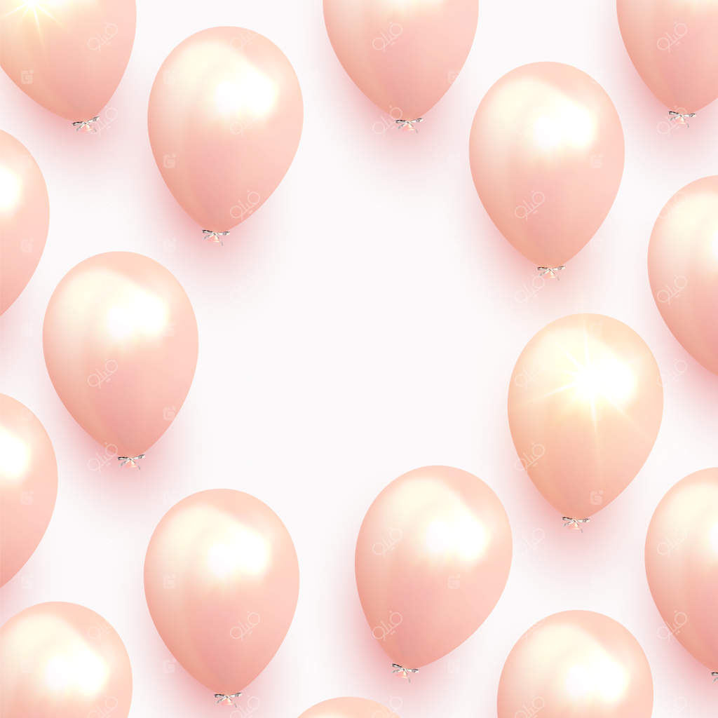 پس‌زمینه‌ای با بادکنک‌های هلیومی. جشن واقعی با بادکنک‌های سه‌بعدی. طراحی تعطیلات در رنگ‌های ملایم و پاستلی. تصویرسازی وکتور