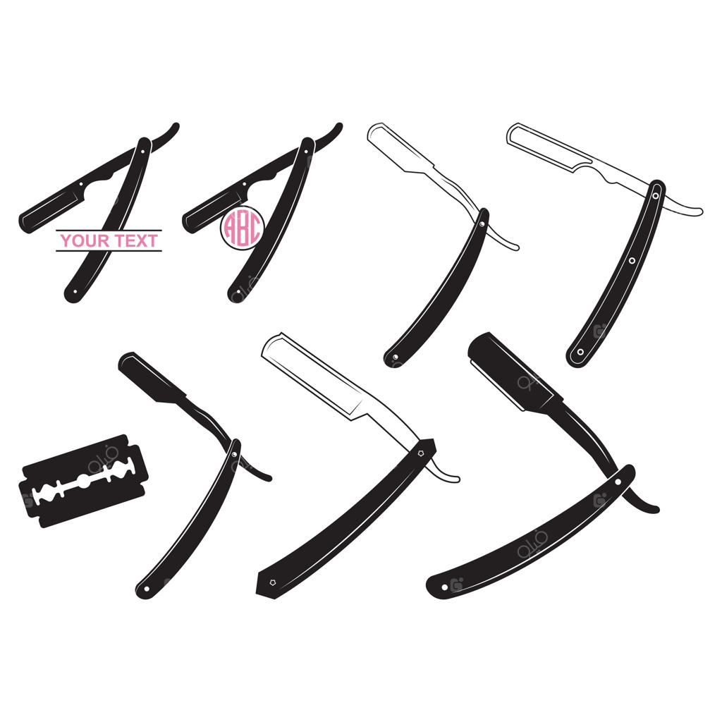 تیغ سنتی، منقش شده با نام، آرایشگاه مردانه