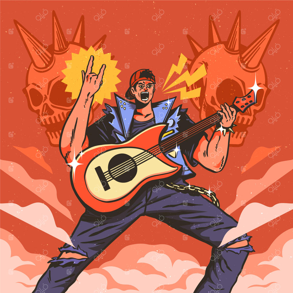 تصویرسازی پانک راک به سبک طراحی تخت