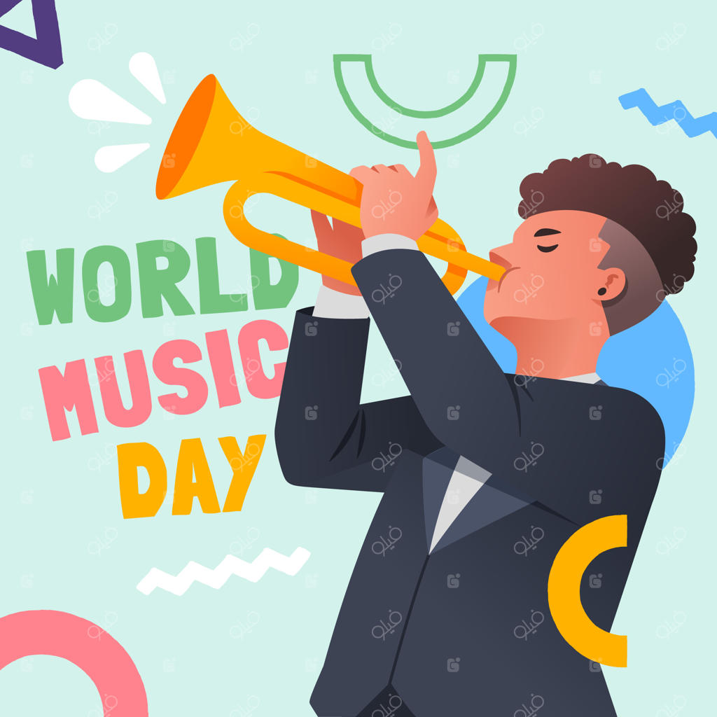 تصویرسازی روز جهانی موسیقی با افکت گرادیان
