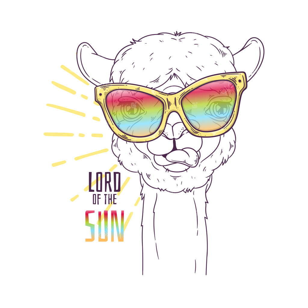 تصویرسازی دستی: پرتره آلپاکای بامزه.