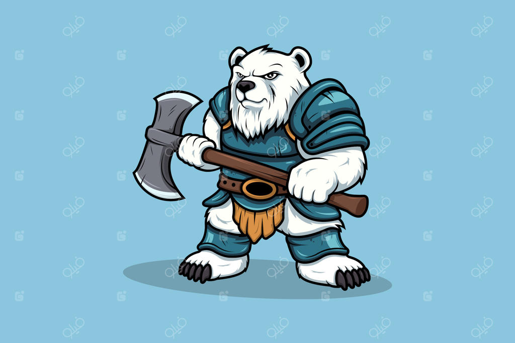کاراکتر کارتونی خرس قطبی جنگجو به سبک مسکات