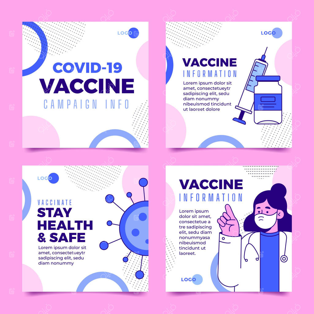 مجموعه پست‌های ساده واکسن در اینستاگرام