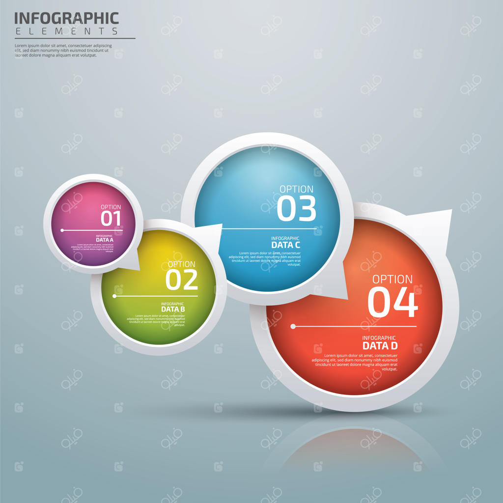 الگوی اینفوگرافیک تجاری با ۴ گزینه خلاقانه به سبک حباب گفتار